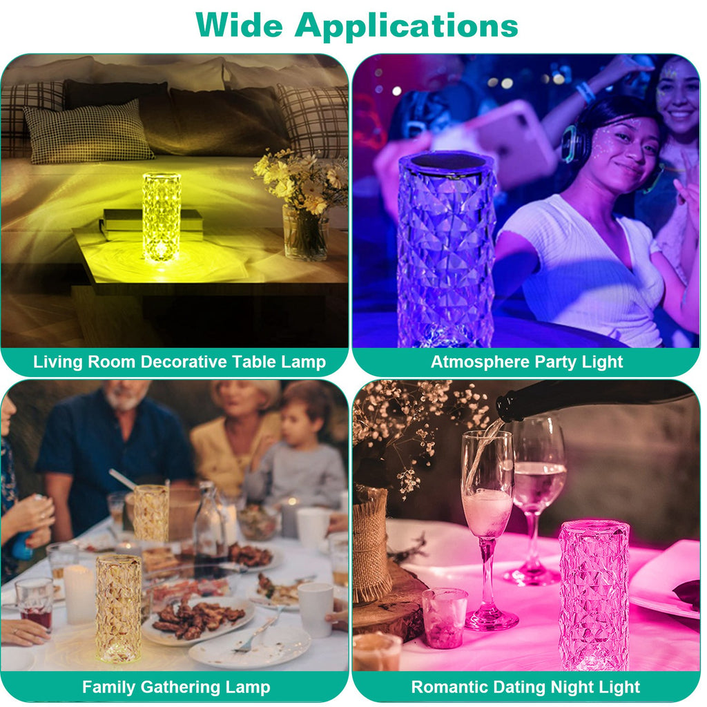 Crystal Rose Lamp – touch crystal table lamp with 16 colors and remote
