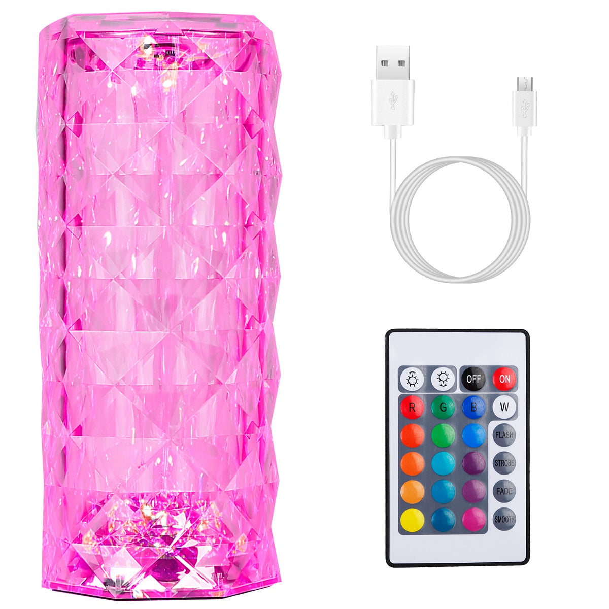 Crystal Rose Lamp – touch crystal table lamp with 16 colors and remote