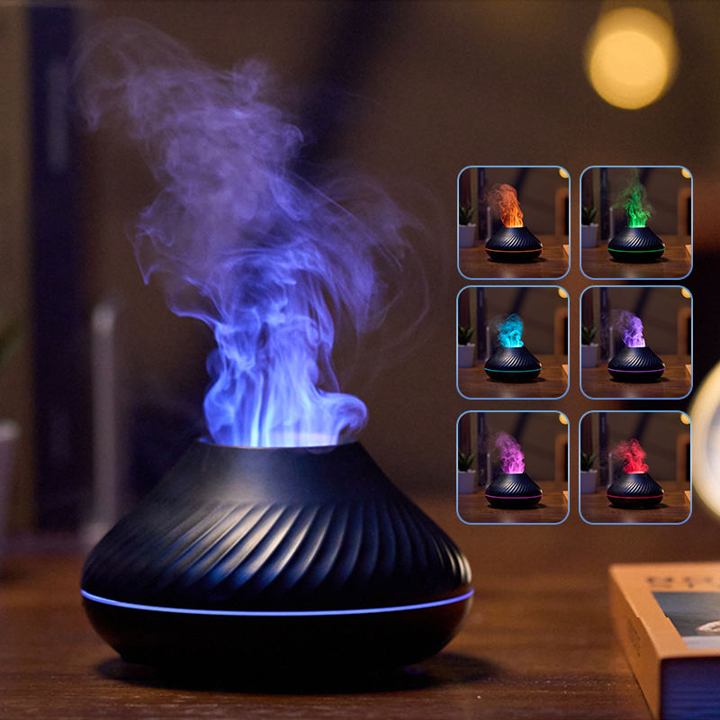 Flame diffuser with blue mist and the 7 flame color options