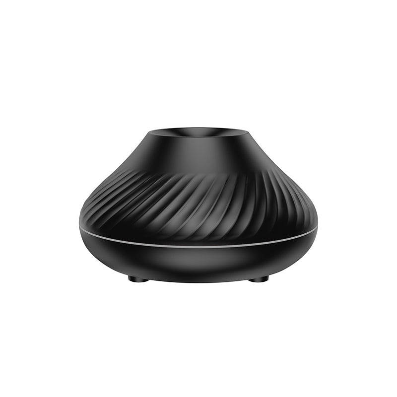 Black flame diffuser, volcano shape, switched off on white background